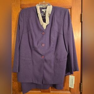 Purple Skirt Suit with Accessory Scarf SZ 18W